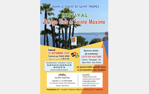 le Festival du  Bridge  Club de Sainte Maxime, le samedi 10 septembre