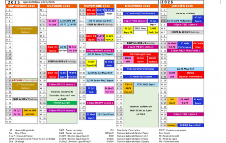 Calendrier 2025 - 2026